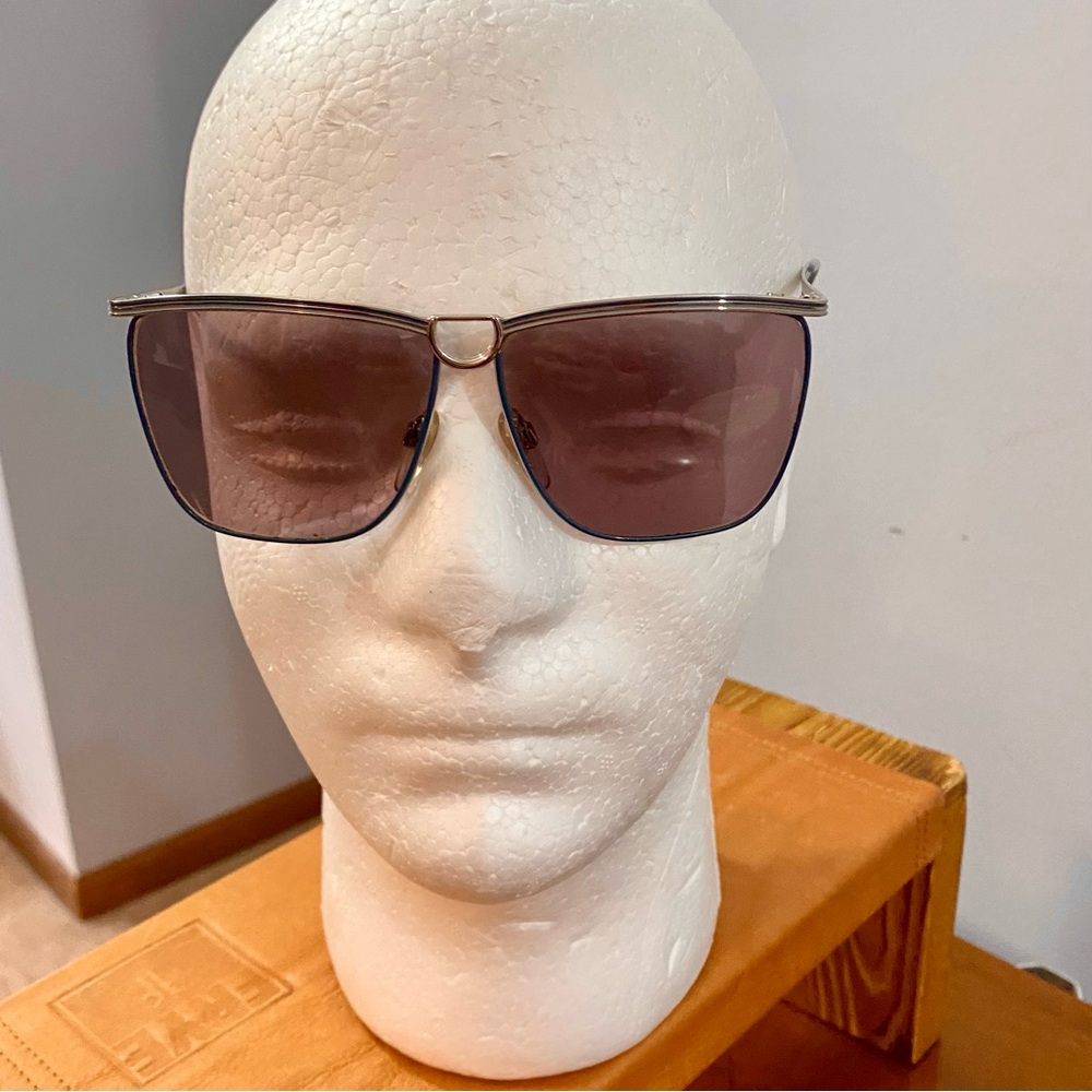Gucci Vintage 70s Sunglasses Silver Plated Blue Authentic Sz 58-11-135 2204 Y2K - Picture 9 of 16